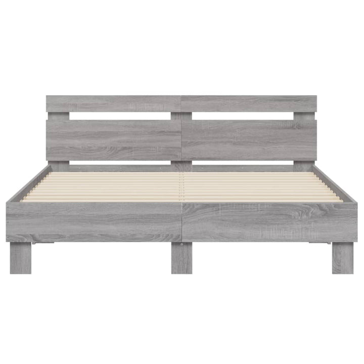 sengeramme med sengegavl 140x190 cm konstrueret træ grå sonoma
