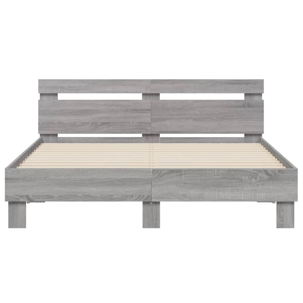 sengeramme med sengegavl 140x190 cm konstrueret træ grå sonoma