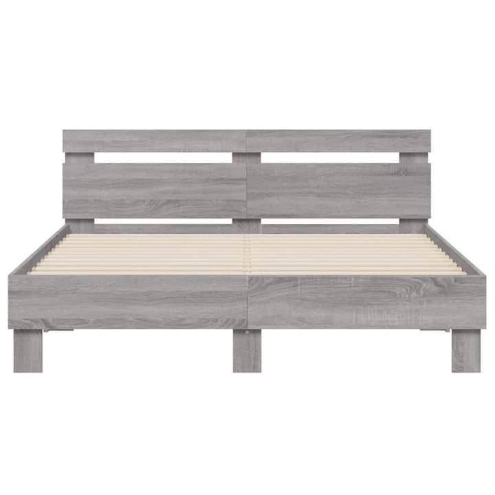 sengeramme med sengegavl 140x190 cm konstrueret træ grå sonoma
