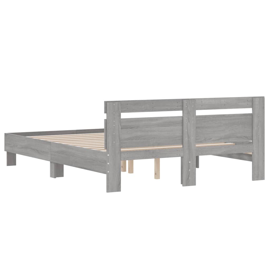 sengeramme med sengegavl 140x190 cm konstrueret træ grå sonoma