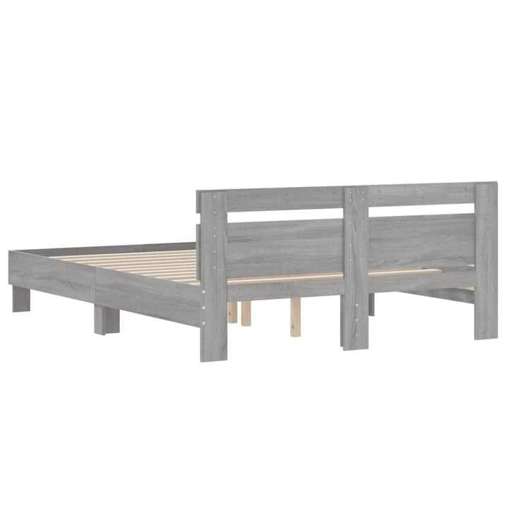 sengeramme med sengegavl 140x190 cm konstrueret træ grå sonoma