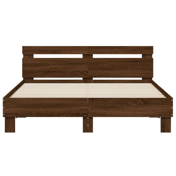 sengeramme med sengegavl 140x190 cm konstrueret træ brunt eg