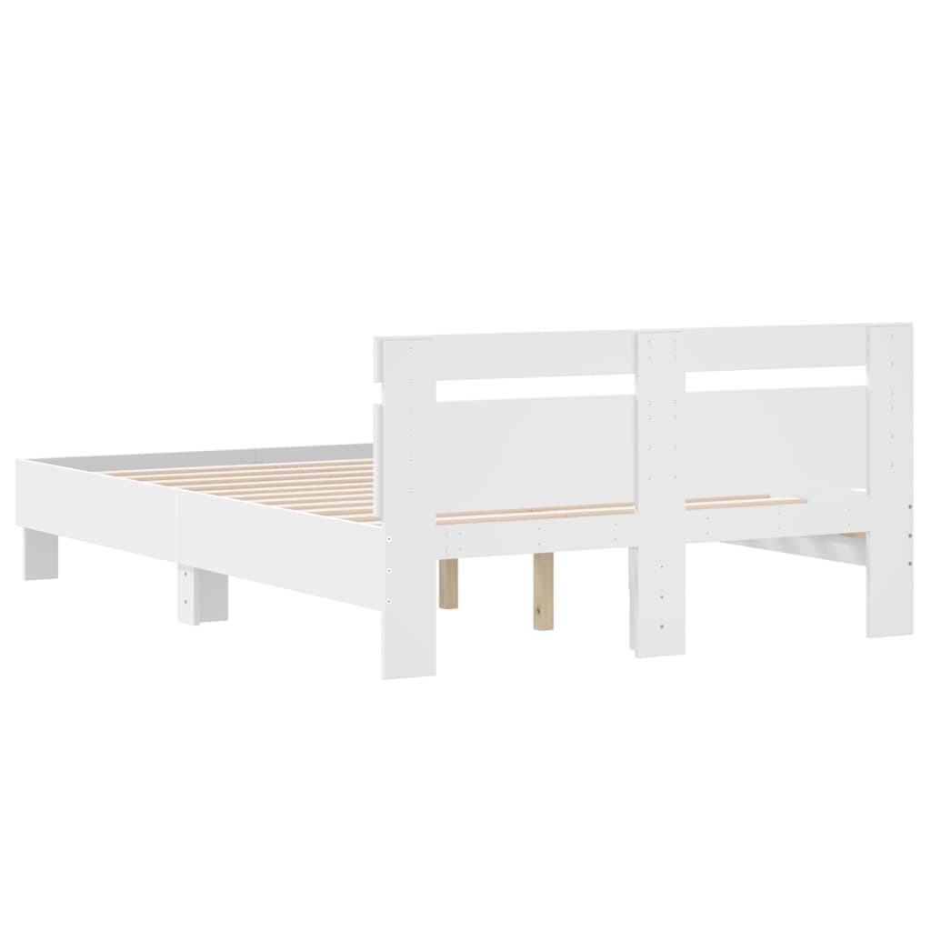 sengeramme med sengegavl 135x190 cm konstrueret træ hvid