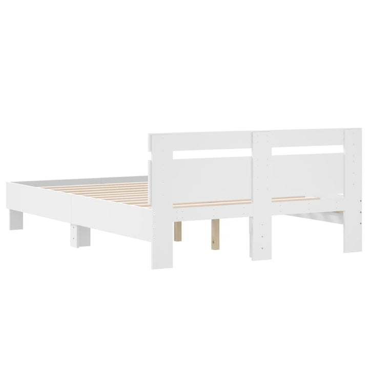sengeramme med sengegavl 135x190 cm konstrueret træ hvid