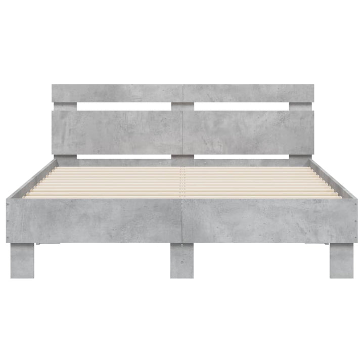 sengeramme med sengegavl 135x190 cm konstrueret træ betongrå