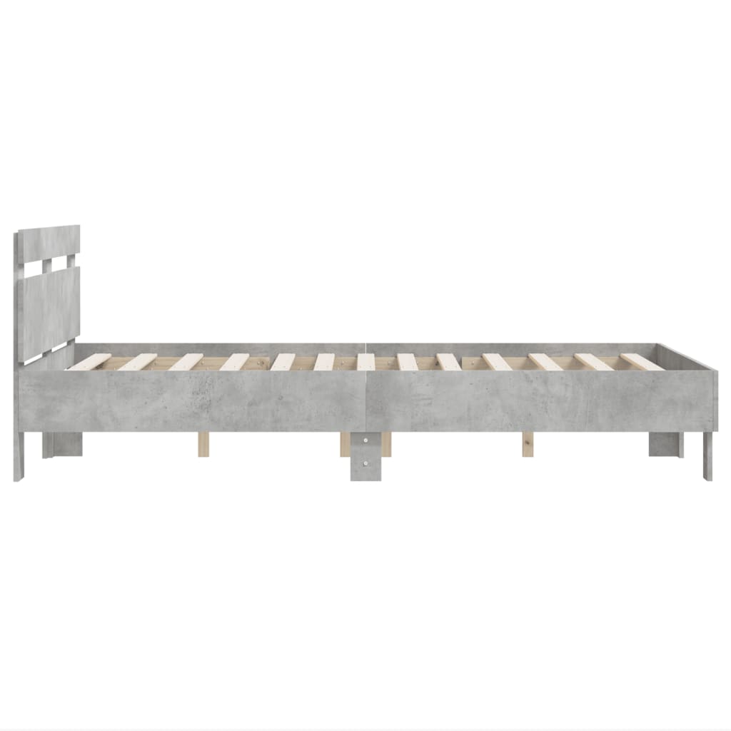 sengeramme med sengegavl 135x190 cm konstrueret træ betongrå