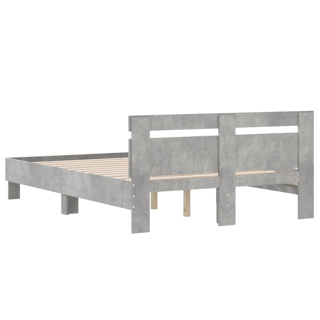 sengeramme med sengegavl 135x190 cm konstrueret træ betongrå