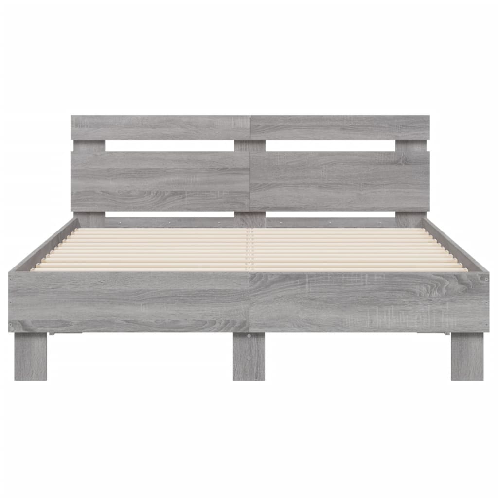sengeramme med sengegavl 135x190 cm konstrueret træ grå sonoma