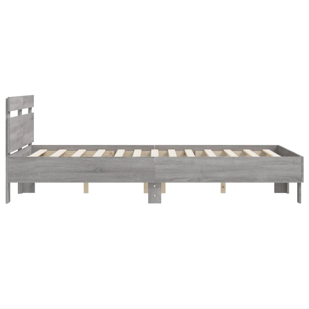 sengeramme med sengegavl 135x190 cm konstrueret træ grå sonoma