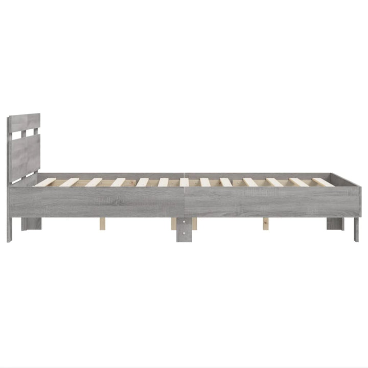 sengeramme med sengegavl 135x190 cm konstrueret træ grå sonoma