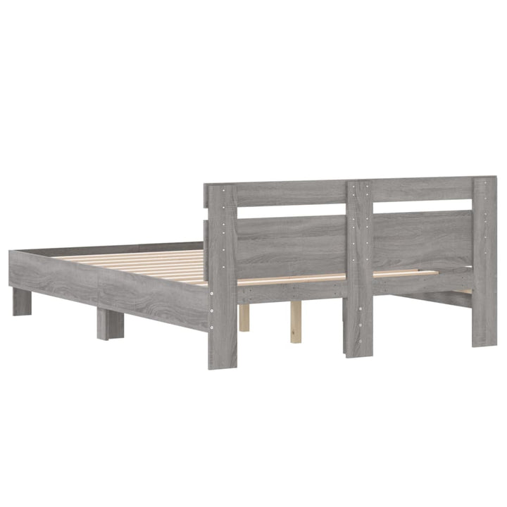 sengeramme med sengegavl 135x190 cm konstrueret træ grå sonoma