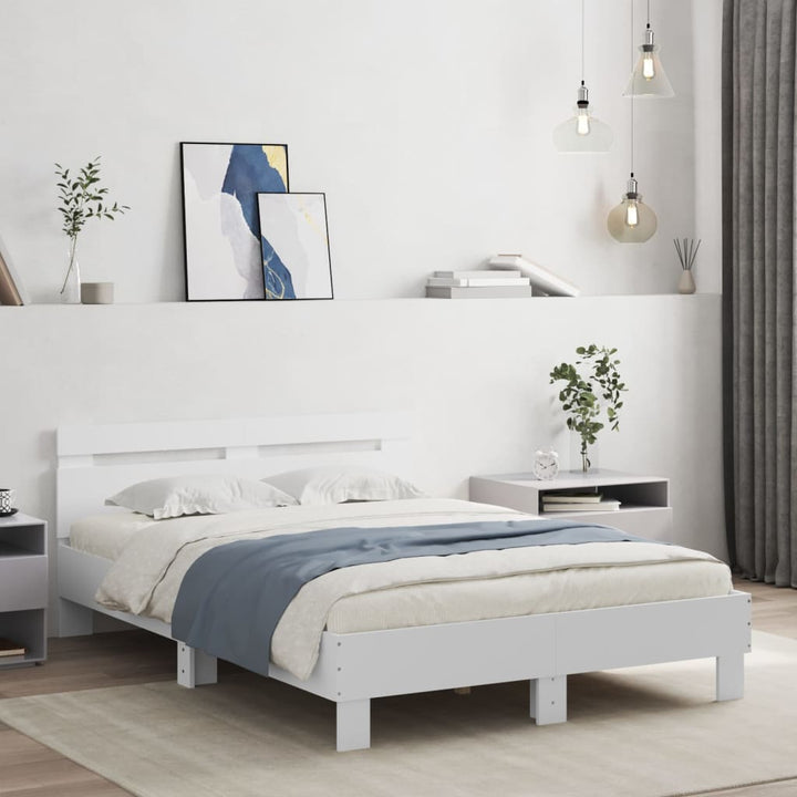 sengeramme med sengegavl 120x190 cm konstrueret træ hvid