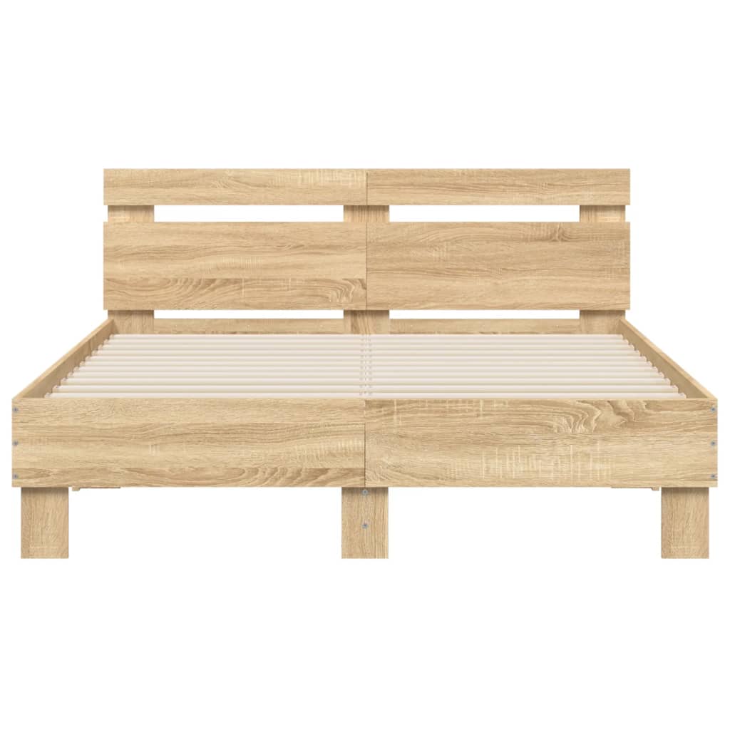 sengeramme med sengegavl 120x190 cm konstrueret træ sonoma-eg