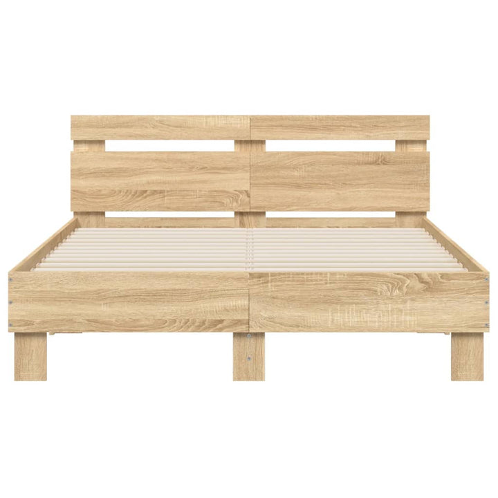 sengeramme med sengegavl 120x190 cm konstrueret træ sonoma-eg