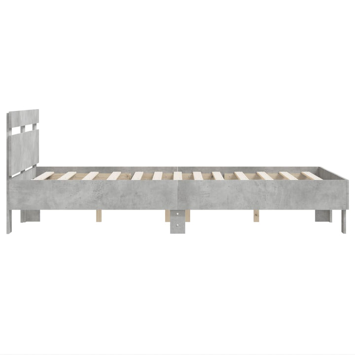 sengeramme med sengegavl 120x190 cm konstrueret træ betongrå
