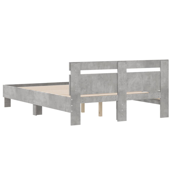 sengeramme med sengegavl 120x190 cm konstrueret træ betongrå