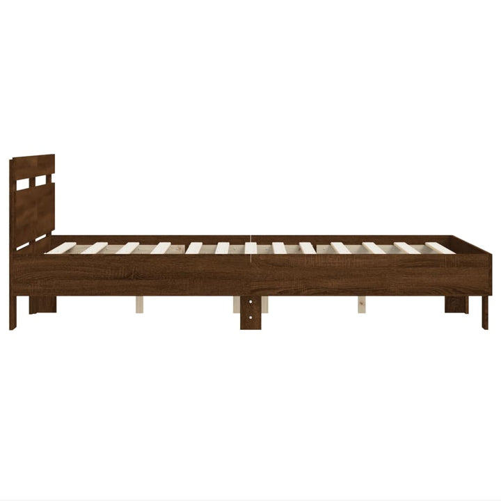 sengeramme m. sengegavl 120x190 cm konstrueret træ brunt egetræ