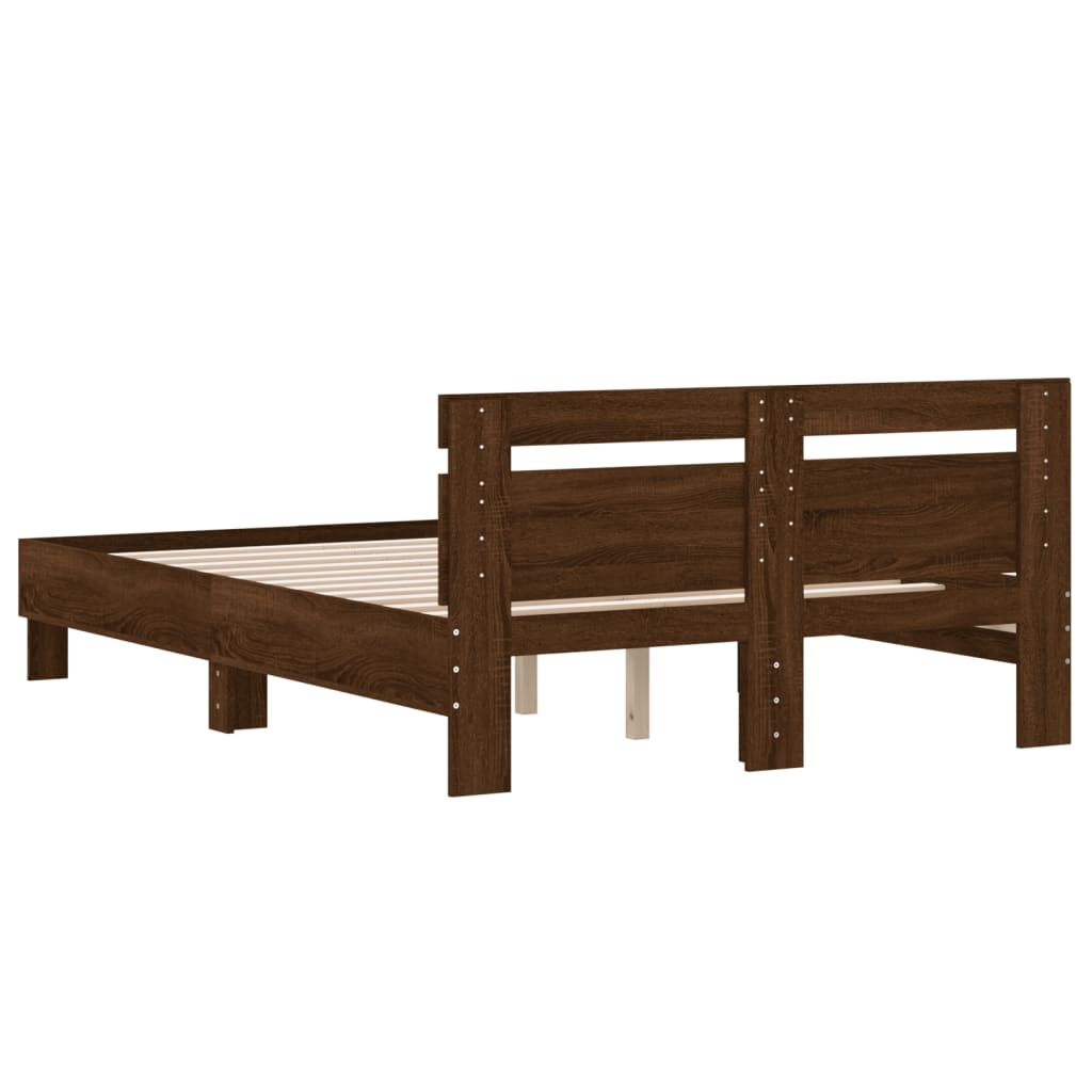 sengeramme m. sengegavl 120x190 cm konstrueret træ brunt egetræ