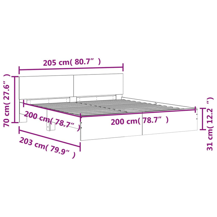 sengeramme med sengegavl 200x200 cm hvid