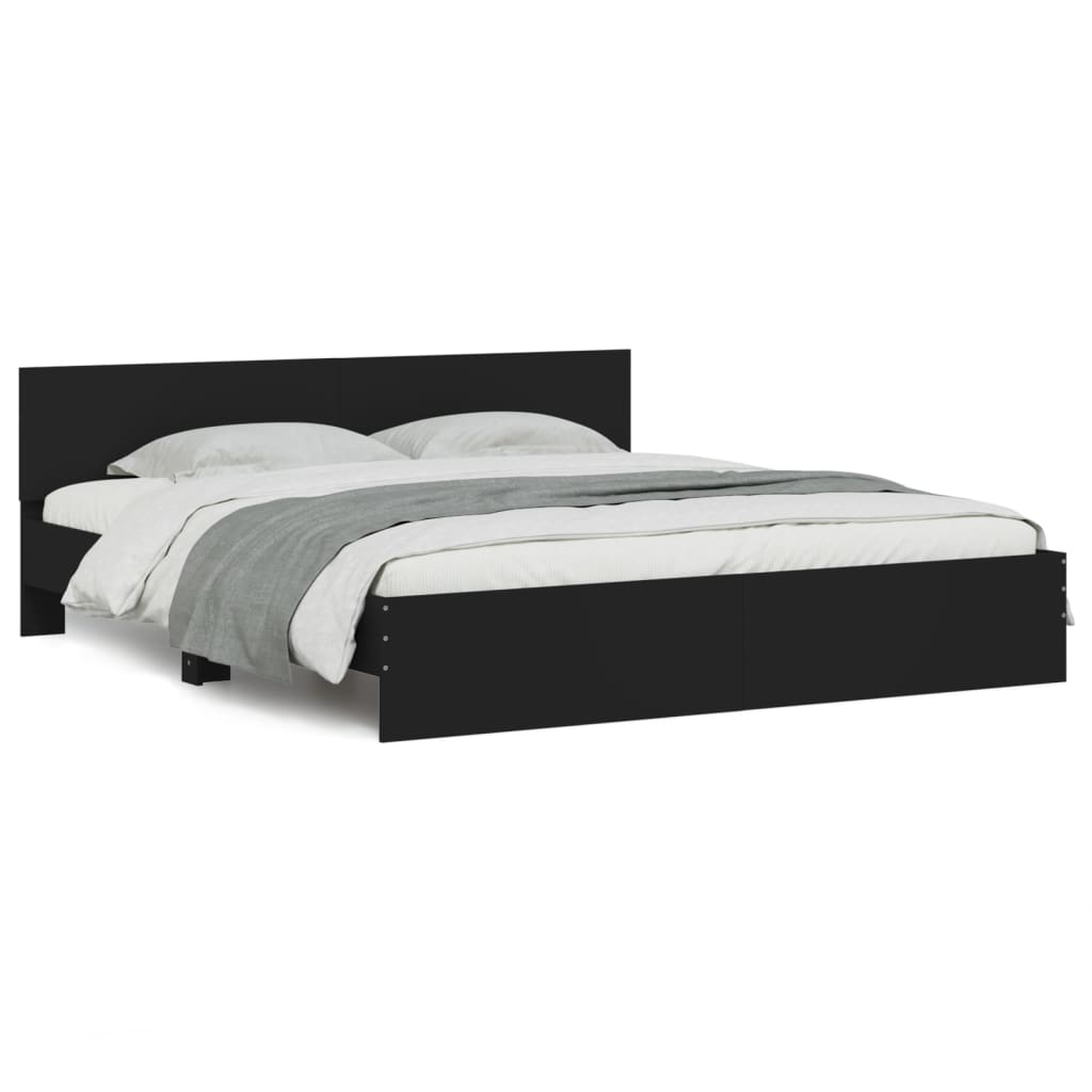sengeramme med sengegavl 200x200 cm sort