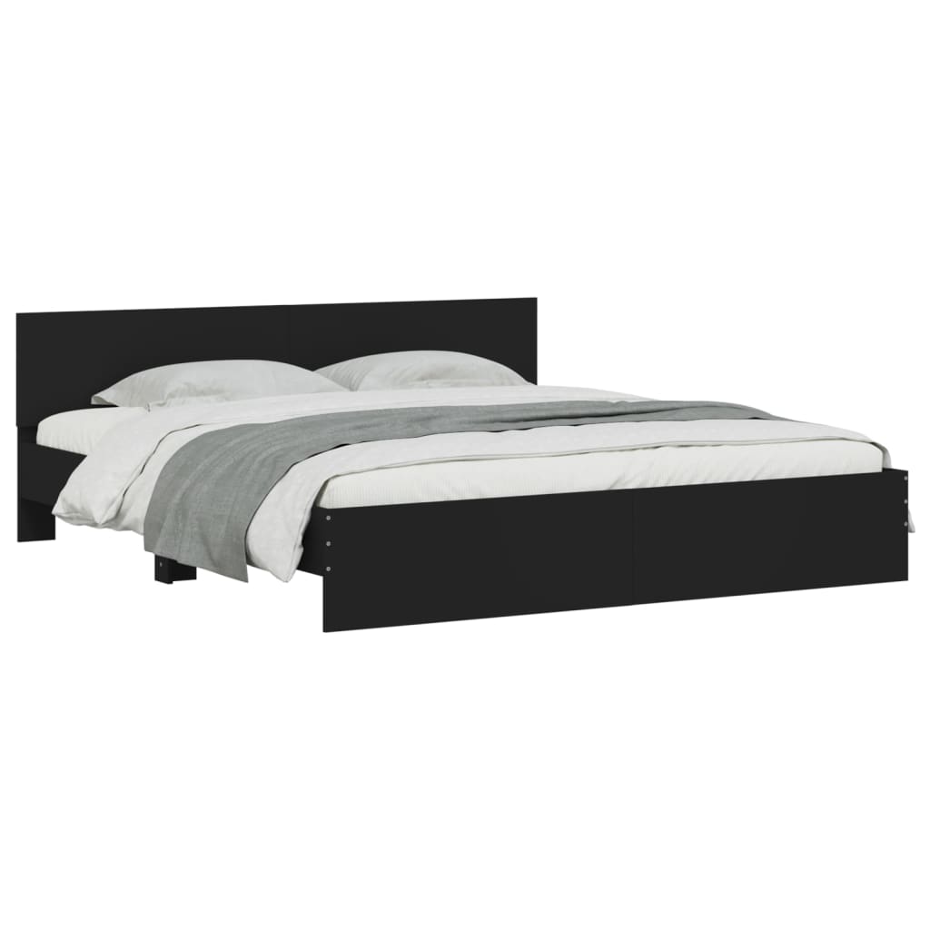 sengeramme med sengegavl 200x200 cm sort