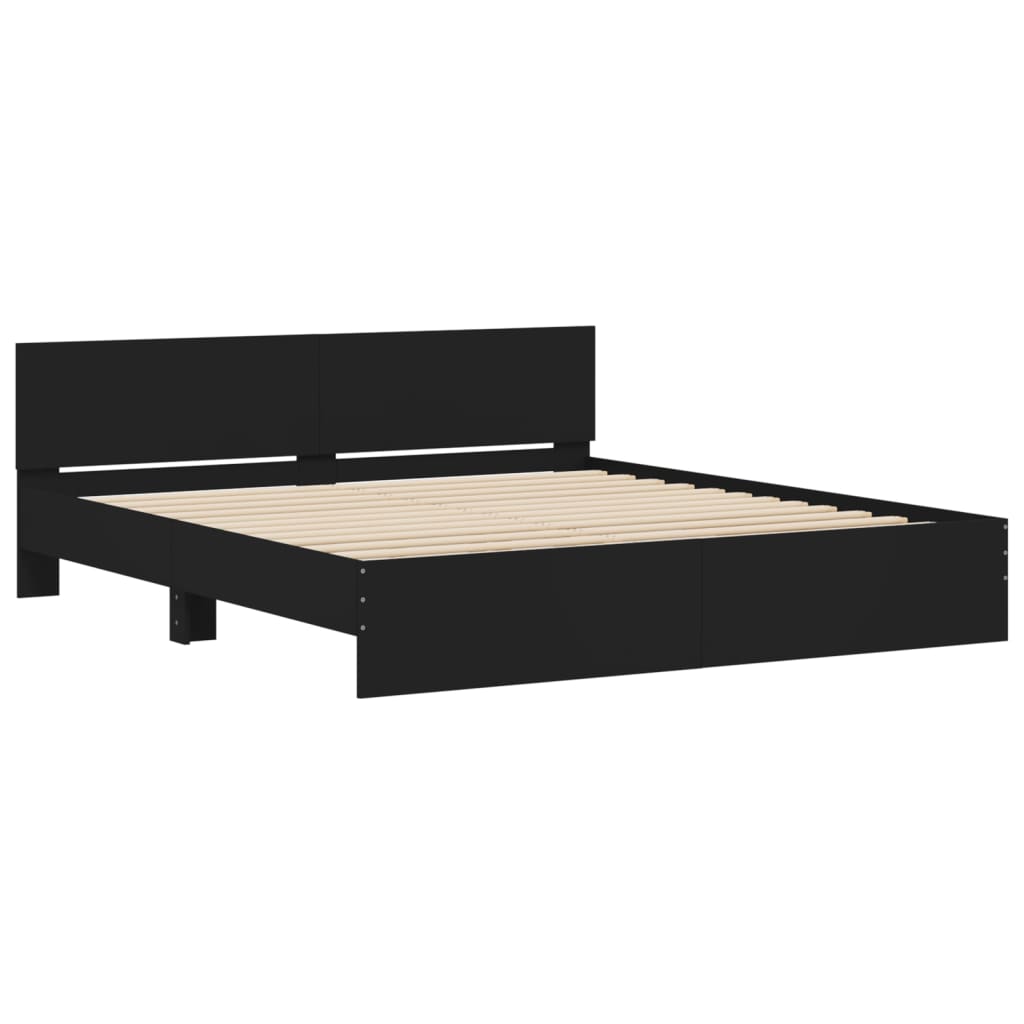 sengeramme med sengegavl 200x200 cm sort