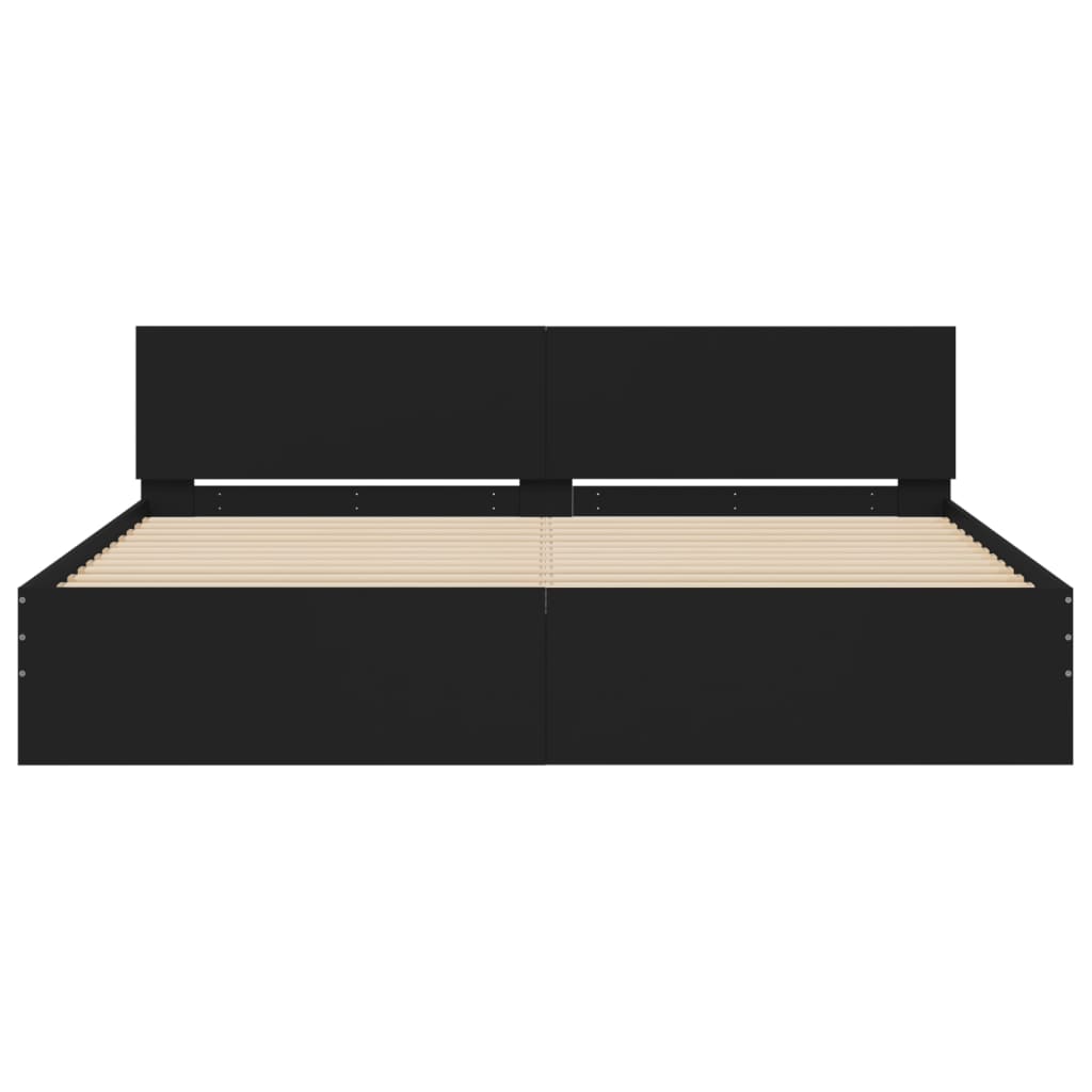 sengeramme med sengegavl 200x200 cm sort