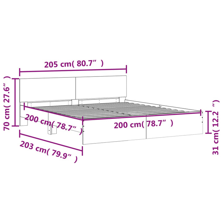 sengeramme med sengegavl 200x200 cm sort