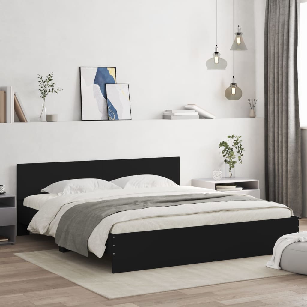 sengeramme med sengegavl 200x200 cm sort