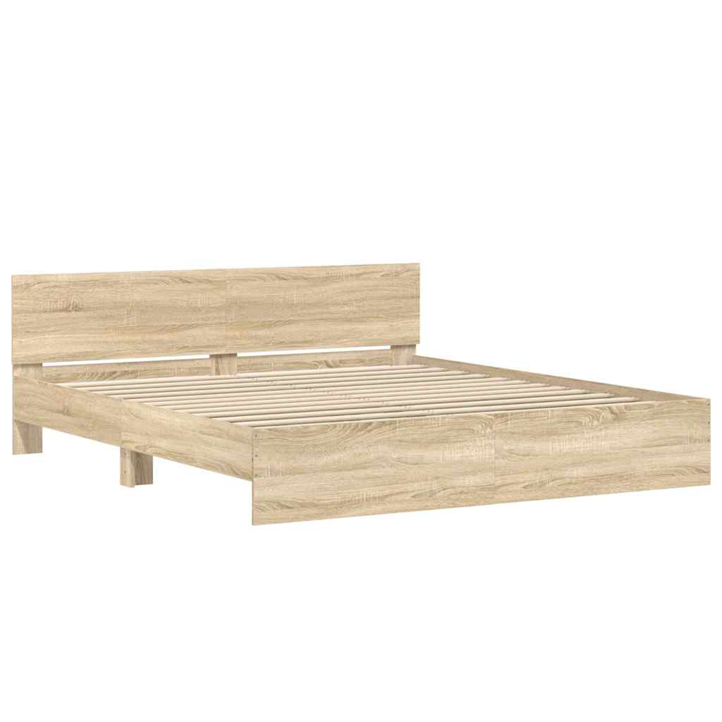 sengeramme med sengegavl 200x200 cm sonoma-eg