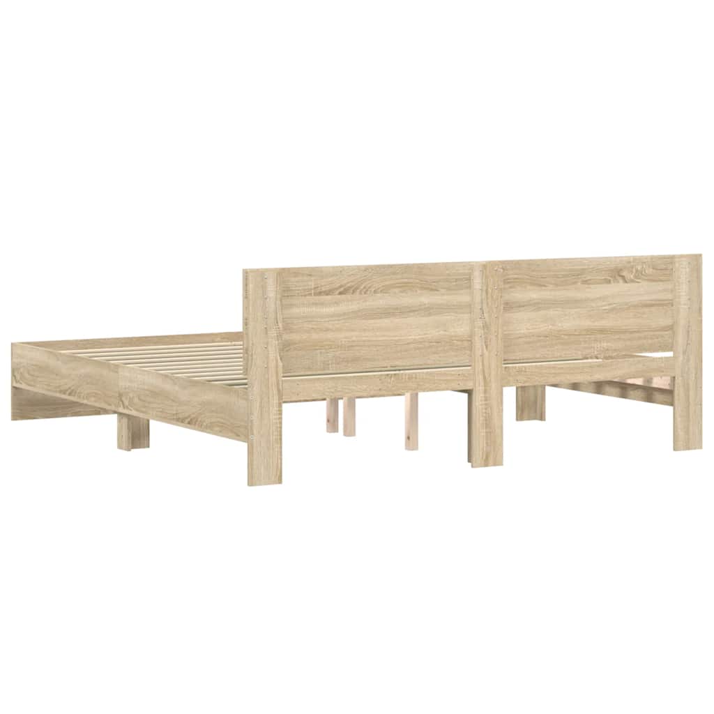 sengeramme med sengegavl 200x200 cm sonoma-eg