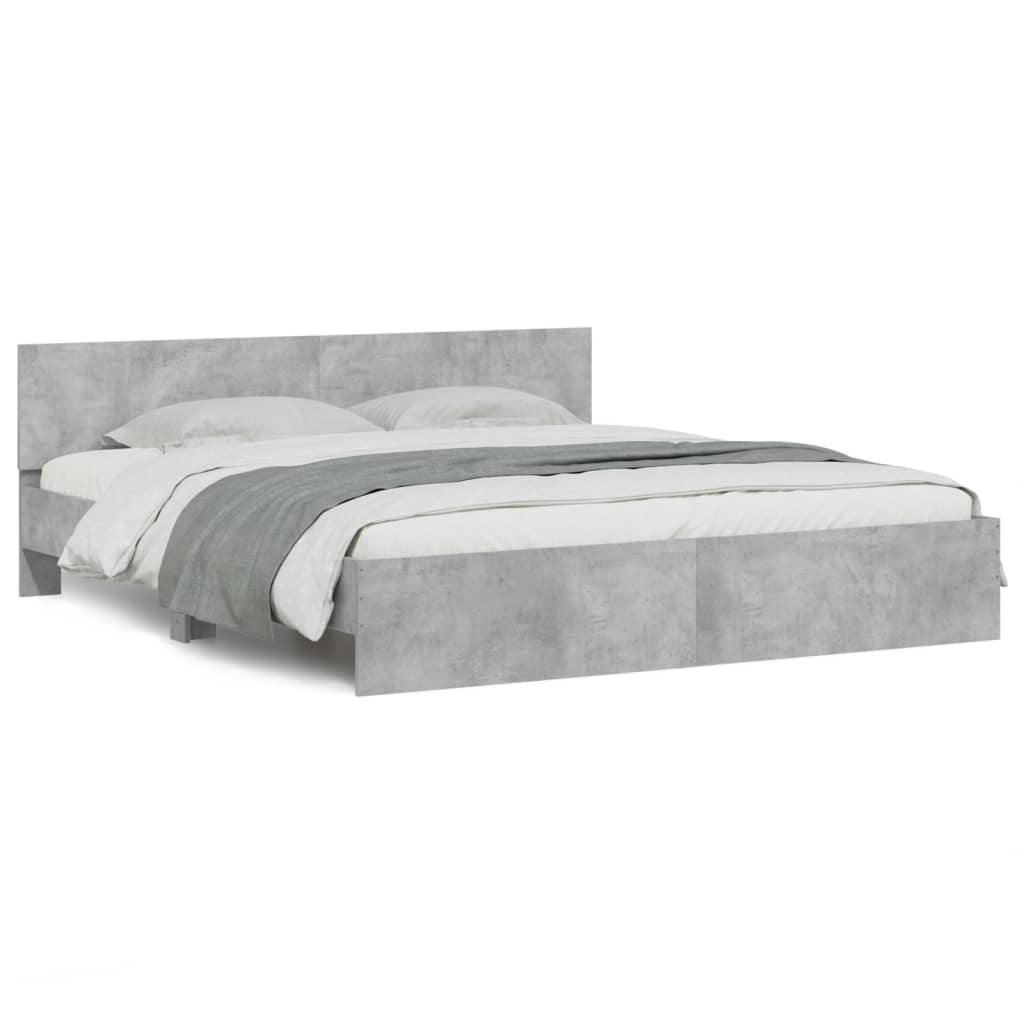 sengeramme med sengegavl 200x200 cm betongrå