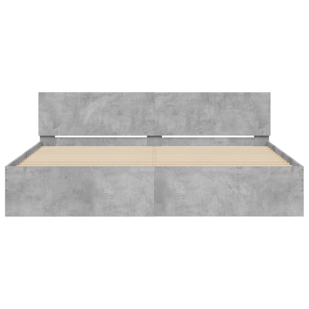 sengeramme med sengegavl 200x200 cm betongrå