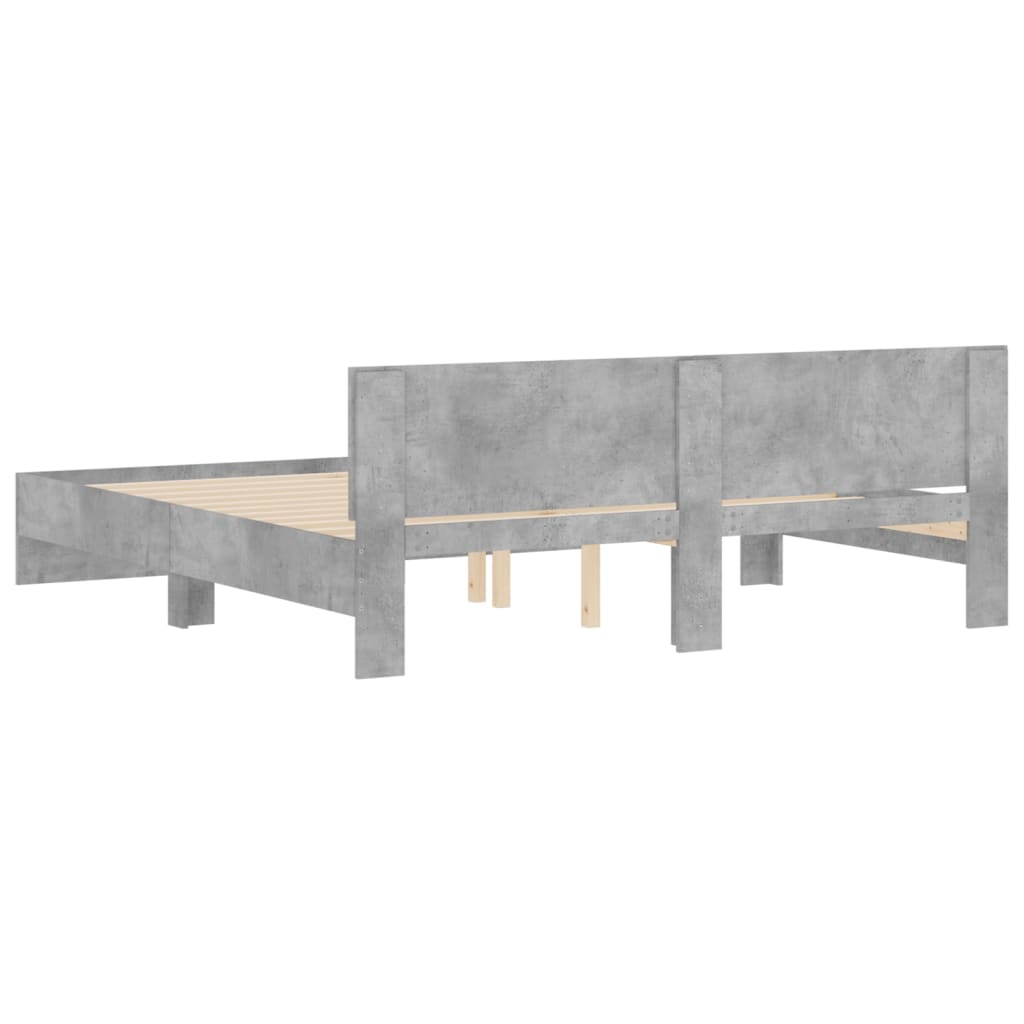 sengeramme med sengegavl 200x200 cm betongrå