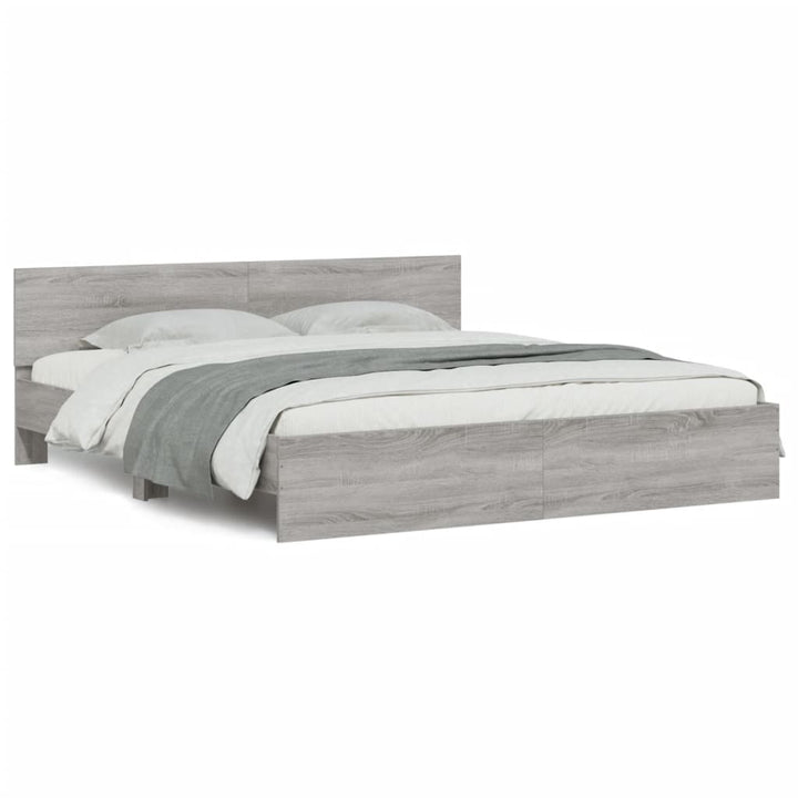 sengeramme med sengegavl 200x200 cm grå sonoma-eg