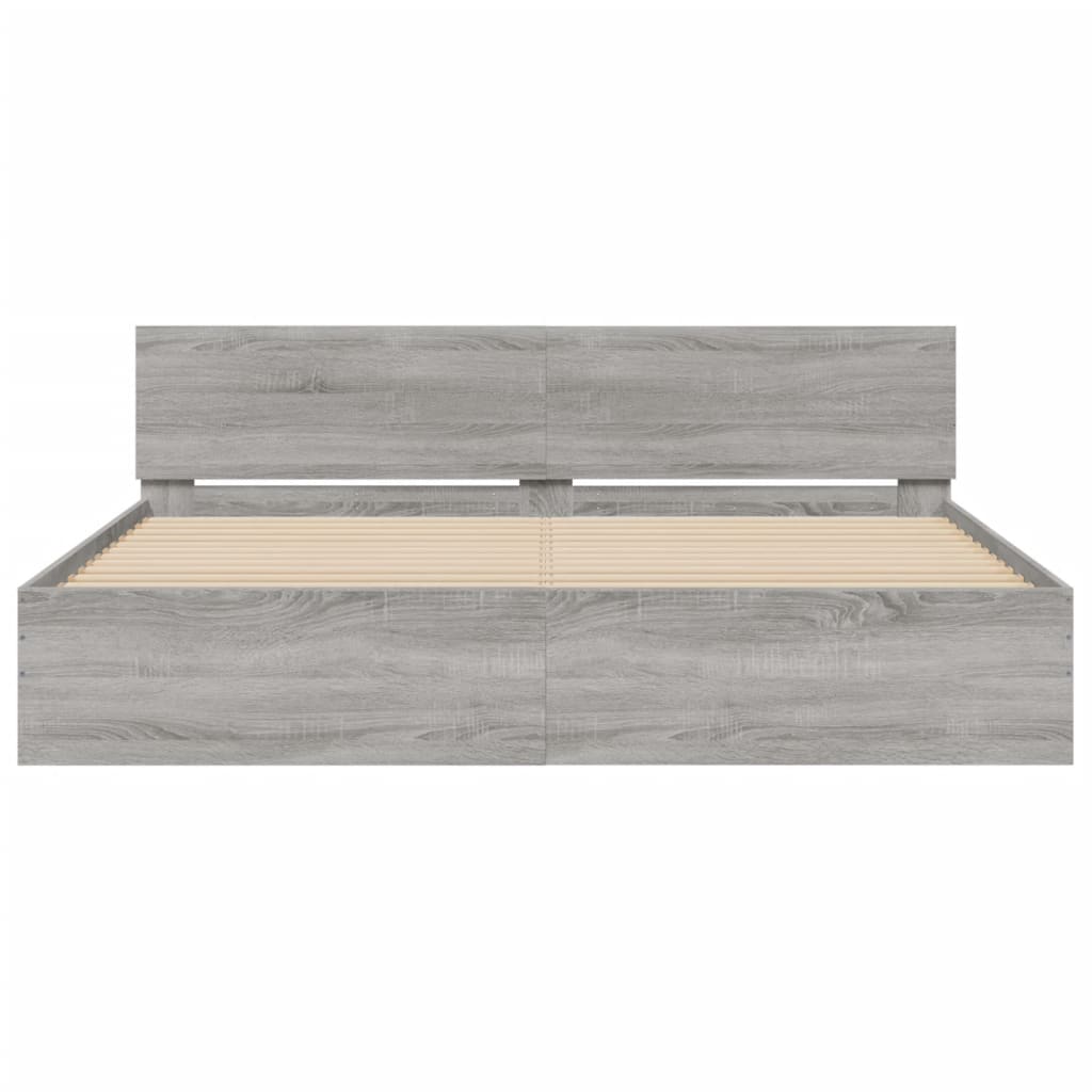 sengeramme med sengegavl 200x200 cm grå sonoma-eg