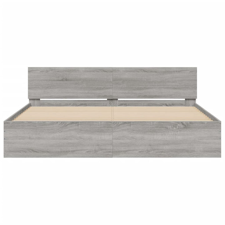 sengeramme med sengegavl 200x200 cm grå sonoma-eg