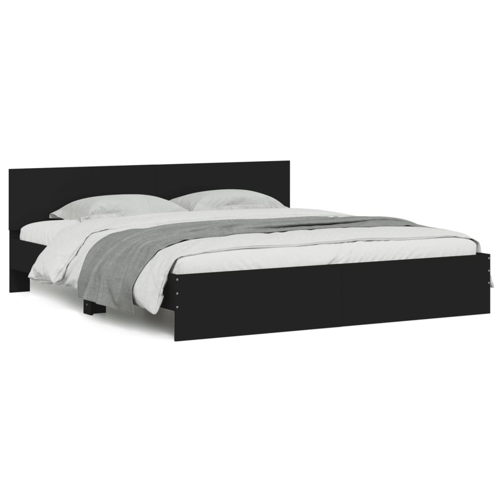 sengeramme med sengegavl 180x200 cm sort