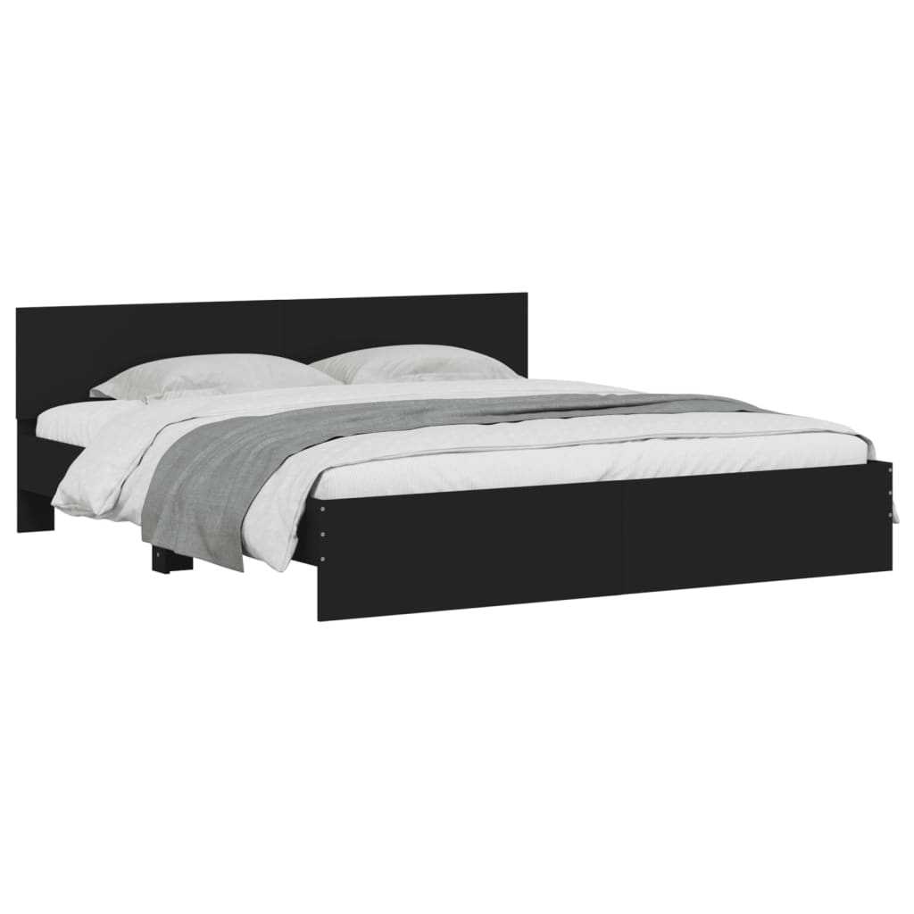 sengeramme med sengegavl 180x200 cm sort