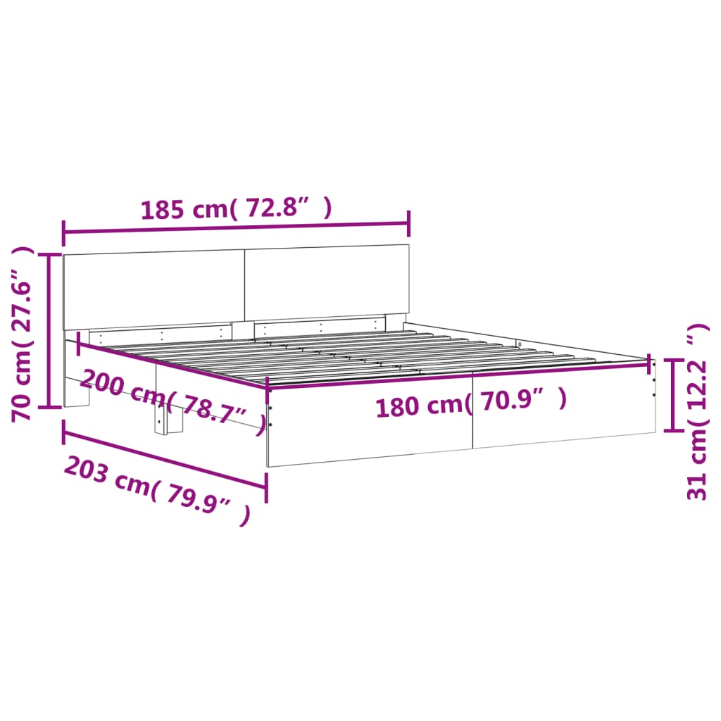 sengeramme med sengegavl 180x200 cm sort