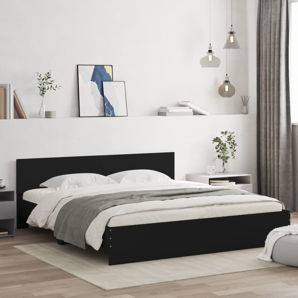 sengeramme med sengegavl 180x200 cm sort