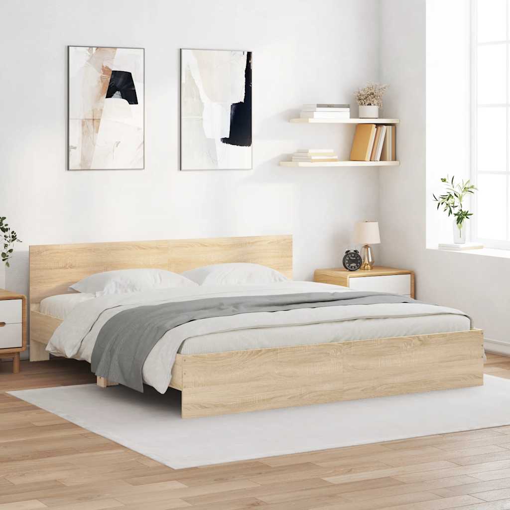 sengeramme med sengegavl 180x200 cm sonoma-eg