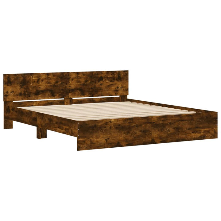 sengeramme med sengegavl 180x200 cm røget egetræsfarve