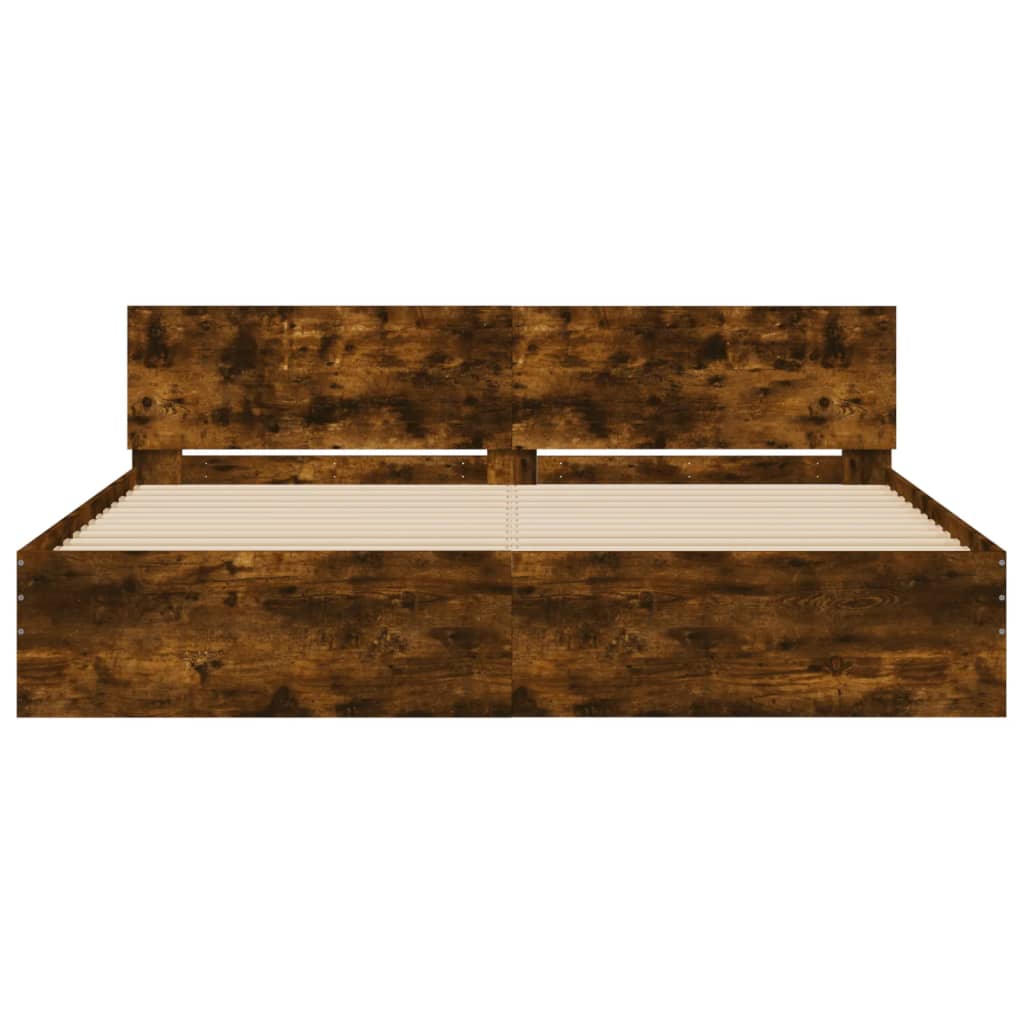 sengeramme med sengegavl 180x200 cm røget egetræsfarve