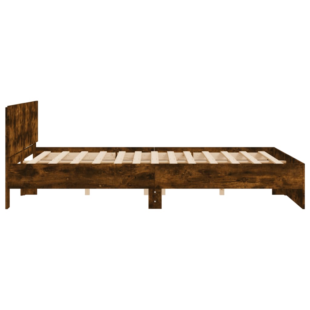sengeramme med sengegavl 180x200 cm røget egetræsfarve