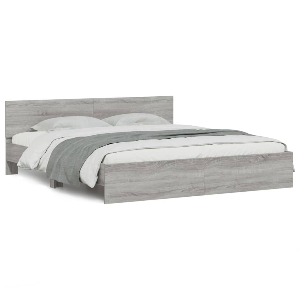 sengeramme med sengegavl 180x200 cm grå sonoma-eg