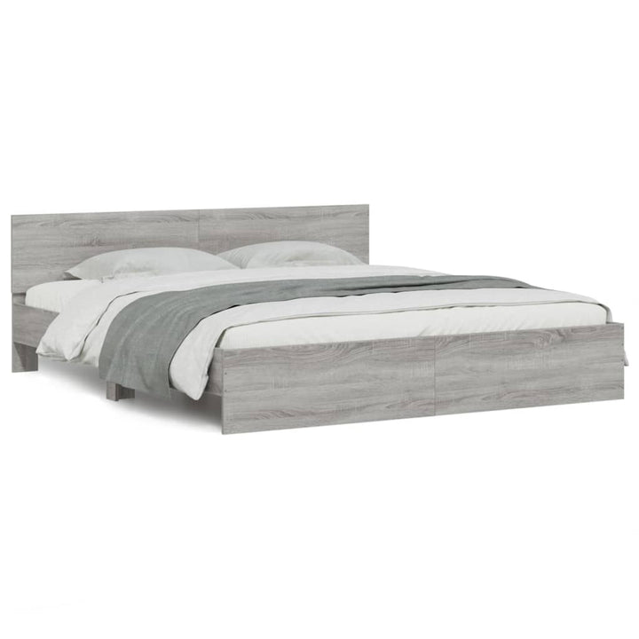 sengeramme med sengegavl 180x200 cm grå sonoma-eg