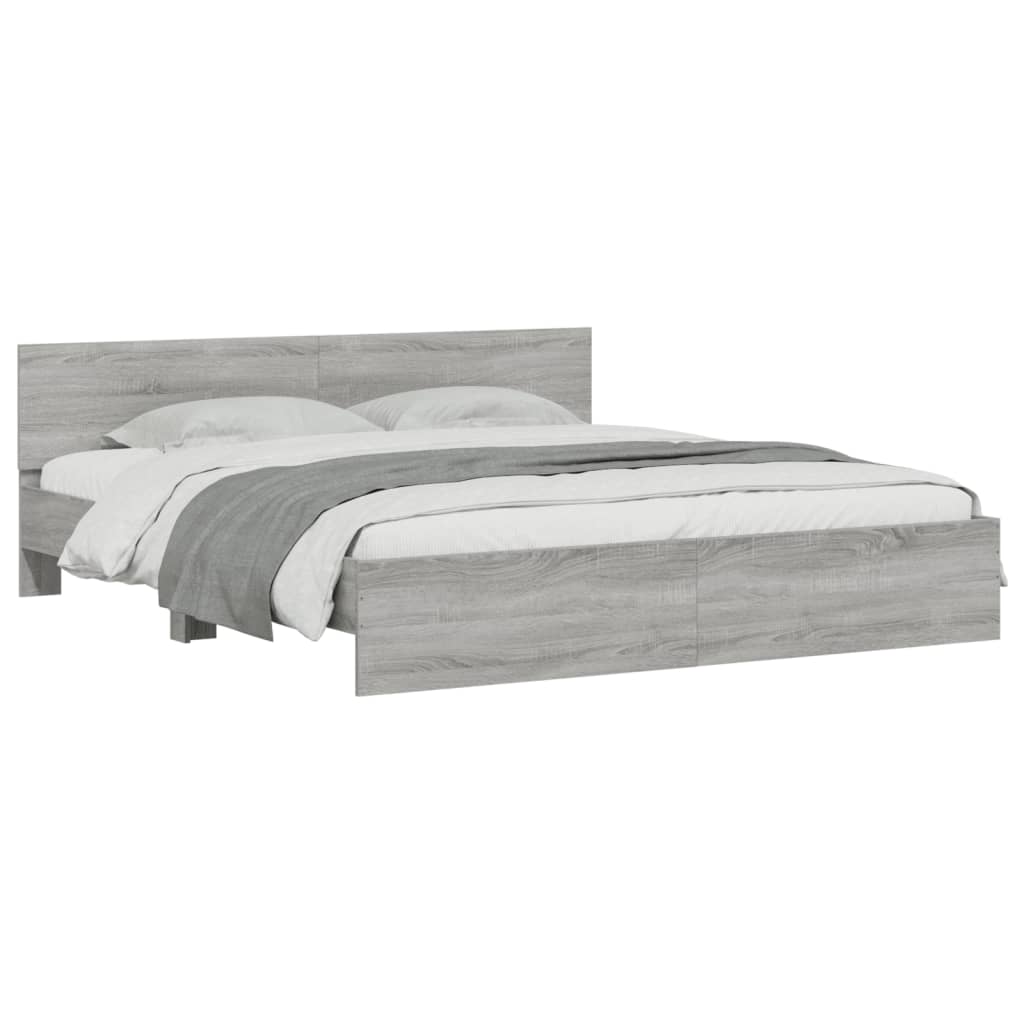 sengeramme med sengegavl 180x200 cm grå sonoma-eg