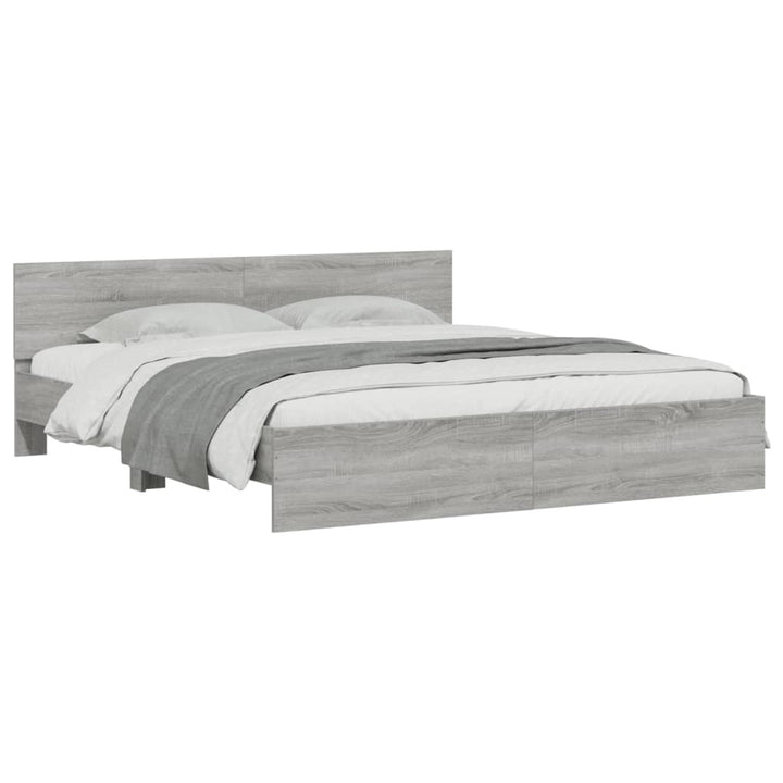 sengeramme med sengegavl 180x200 cm grå sonoma-eg
