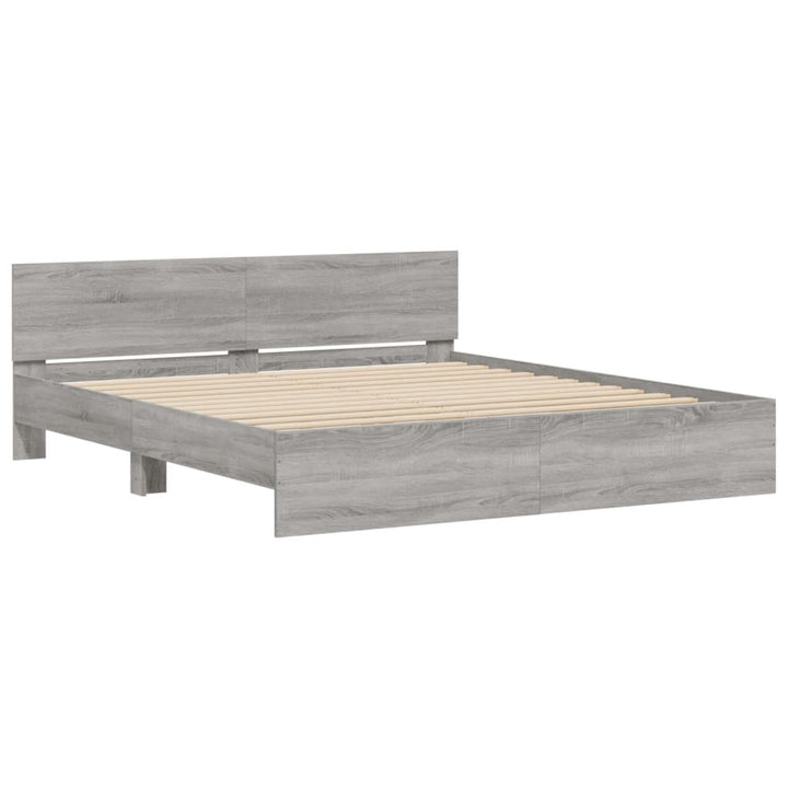 sengeramme med sengegavl 180x200 cm grå sonoma-eg